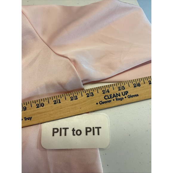 Nadine Merabi Darcie Pink Pajamas size XL fur trimmed satin lounge luxury silk - Picture 10 of 15